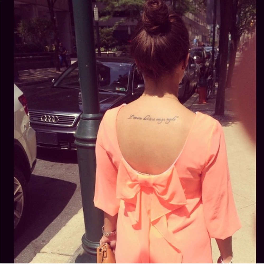 Dainty Hooligan coral bow back shift dress